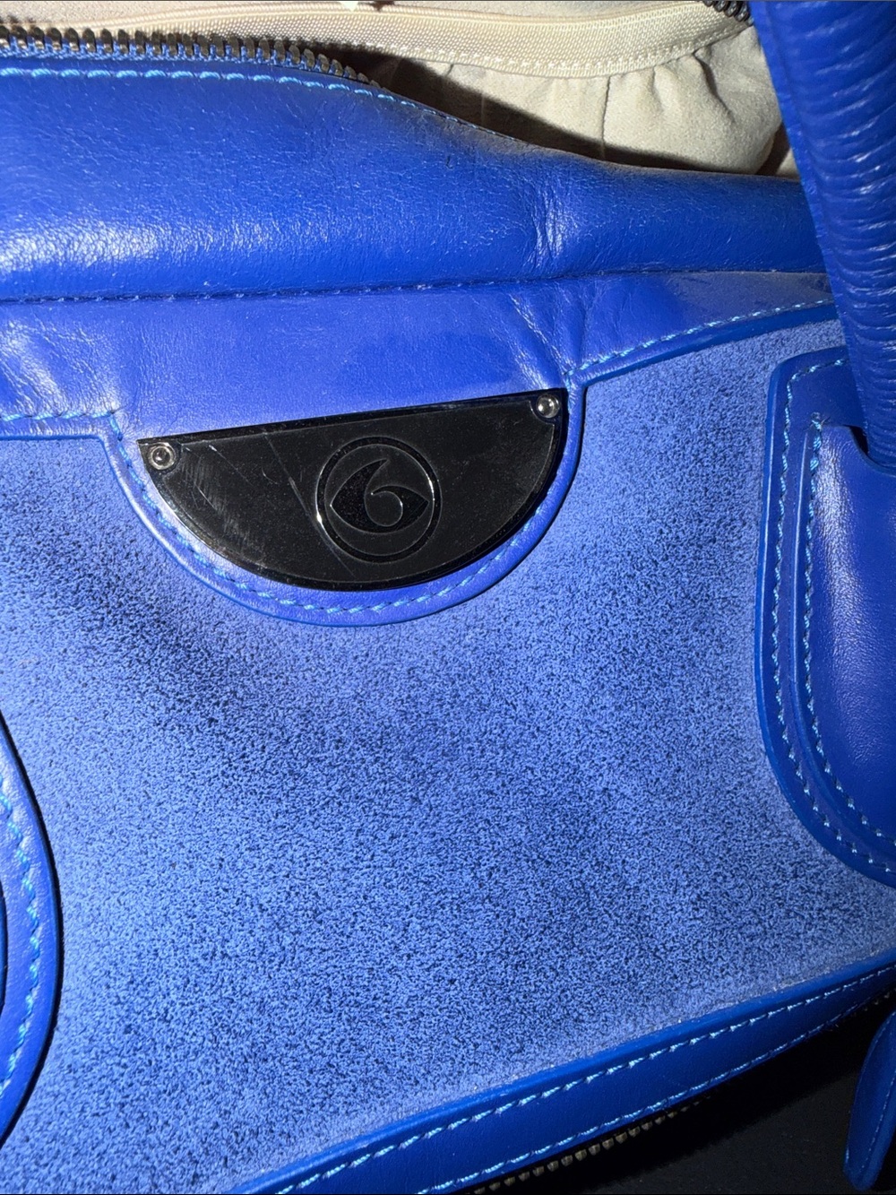 6 Pack Fitness Blue Suede Tote Lunch/Handbag - Women Bags - Picture 5 of 10